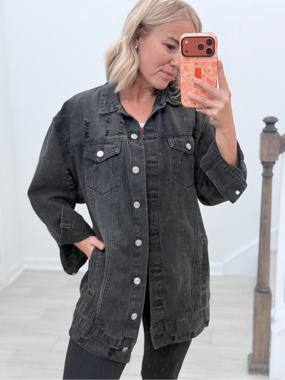 Women’s Oversized Black Denim Jacket Size Small